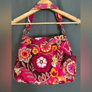 Vera Bradley Carnaby Medium Pink Orange Floral Quilted Shoulder Purse Bag